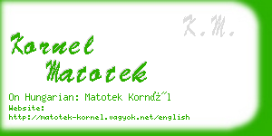 kornel matotek business card